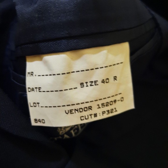 Mens Suit Jacket Blazer Sport Coat 40R 44" Navy Blue 2 Button Wool Stafford Mint - Picture 13 of 15